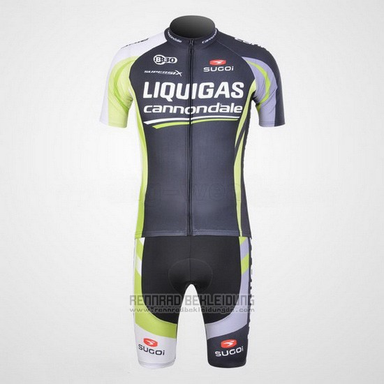 2011 Fahrradbekleidung Liquigas Cannondale Shwarz und Grun Trikot Kurzarm und Tragerhose